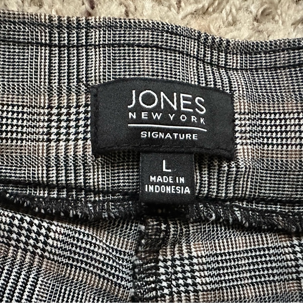 Jones New York Signature Plaid Skinny Pants Womens Size 10 Black White Gray - Picture 4 of 6